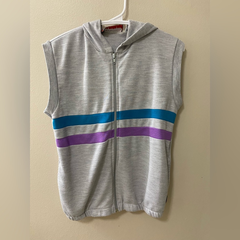 Vintage y2k vest retro sleeveless hooded track sweatshirt hoodie medium